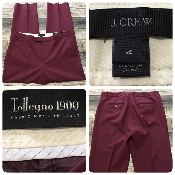 J. Crew Pants - J crew tollegno 1900 Italy dress pants crop women’s 4 (Inseam 24.5) burgundy